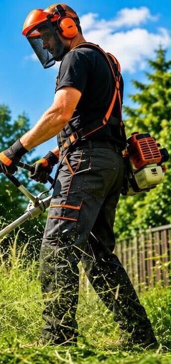 Koszenie wysokiej trawy kosą spalinową